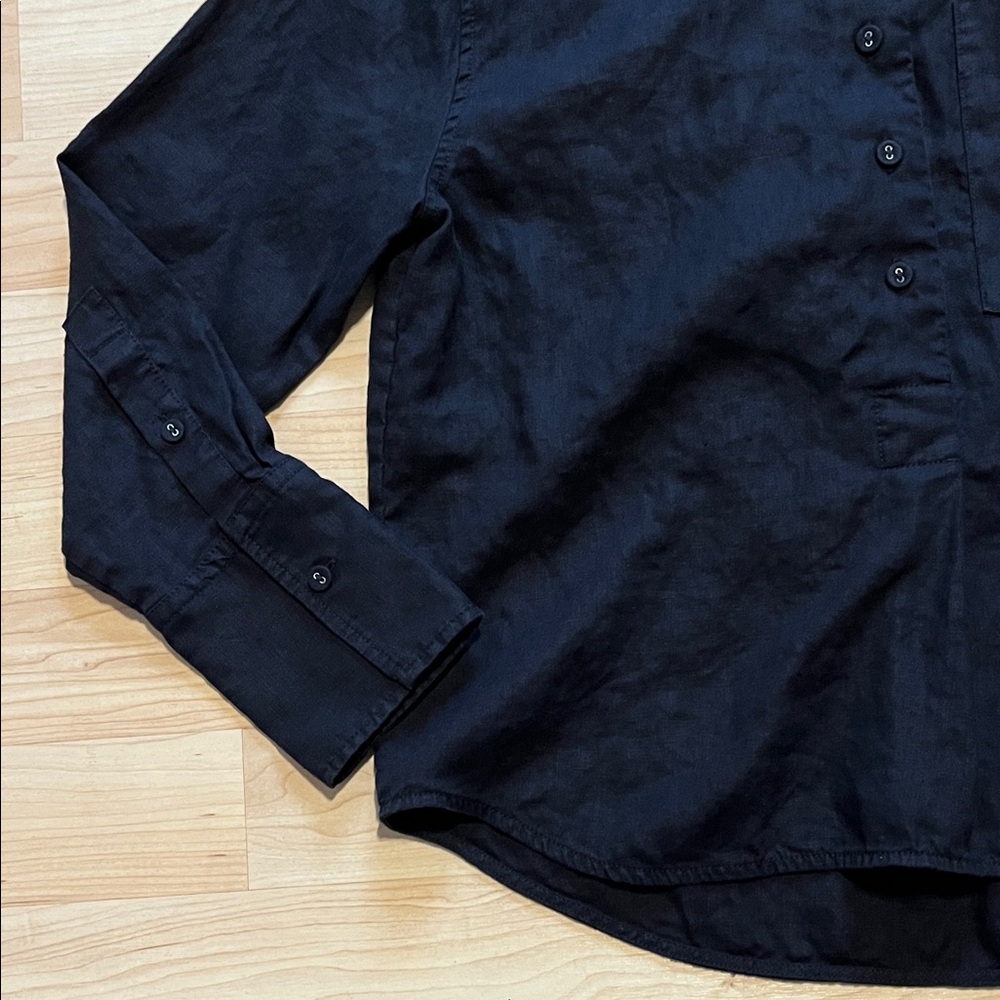 Everlane The Linen Popover Shirt Women's sz 6 Black - Picture 4 of 10